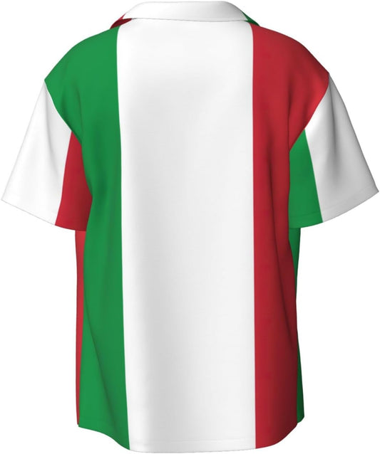 Italian Flag Men Shirt Short Sleeved Color Button Down Beach Shirt Tropical Holiday