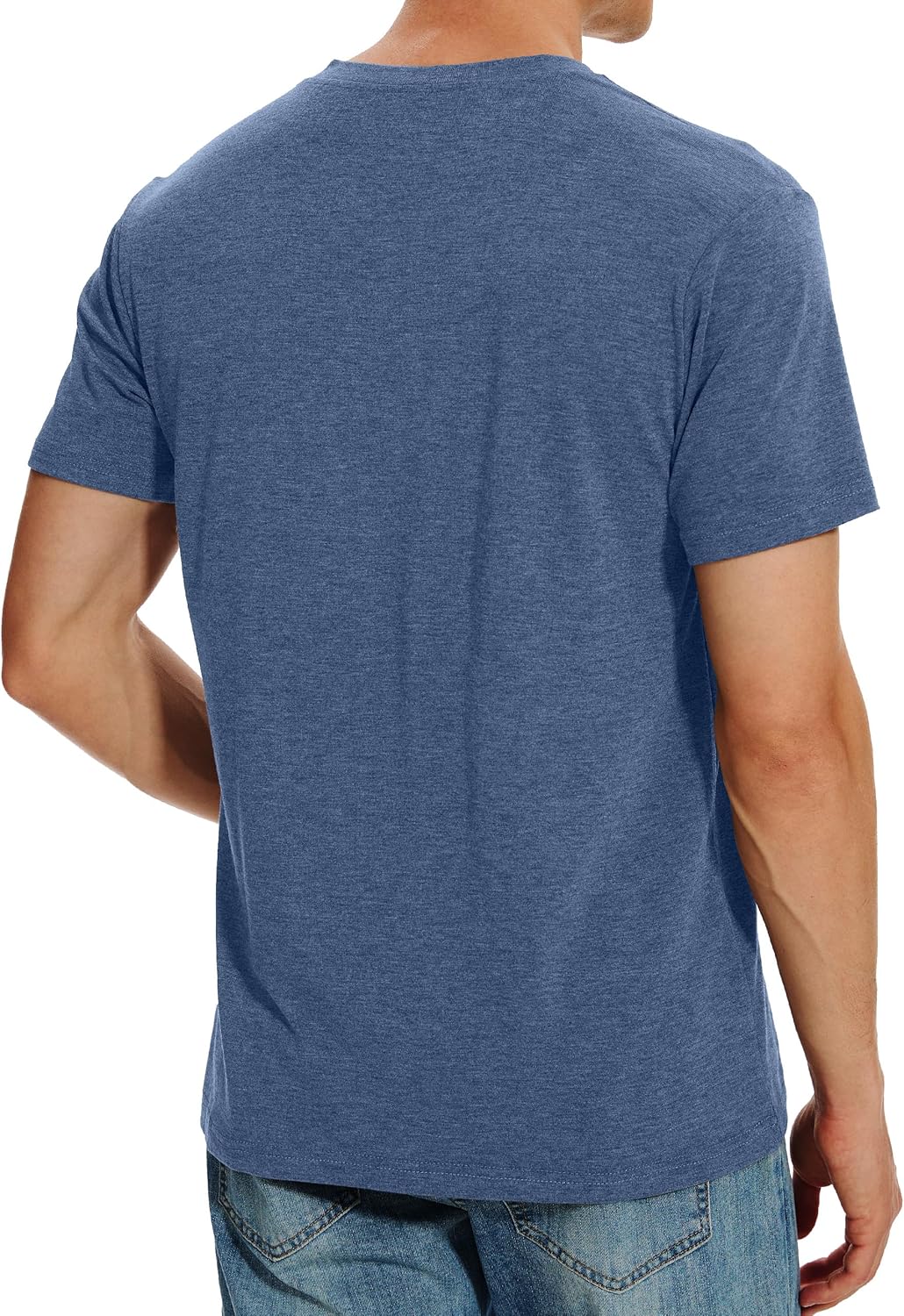 Men Henley Shirt Short Sleeve Summer T-Shirt with Pocket Solid Button Tee Top