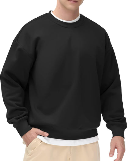 Men's  Crewneck Sweatshirt Thick Loose fit Soft Basic Pullover Sweatshirt
