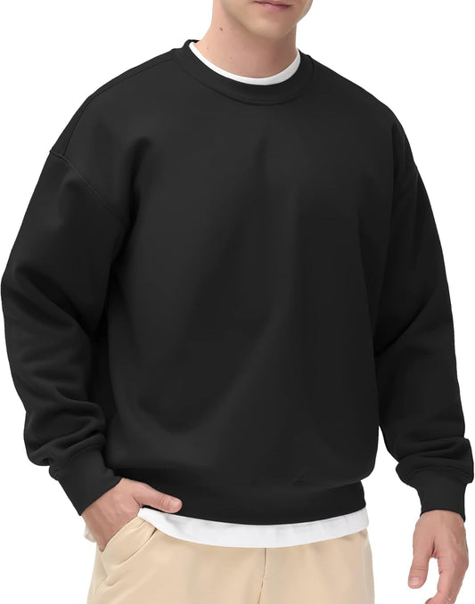 Men's  Crewneck Sweatshirt Thick Loose fit Soft Basic Pullover Sweatshirt
