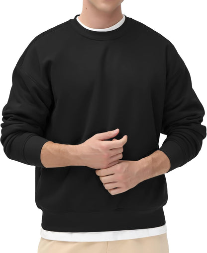 Men's  Crewneck Sweatshirt Thick Loose fit Soft Basic Pullover Sweatshirt