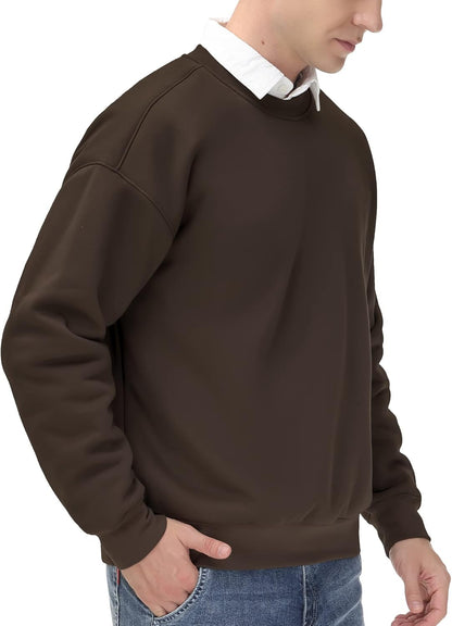 Men's  Crewneck Sweatshirt Thick Loose fit Soft Basic Pullover Sweatshirt