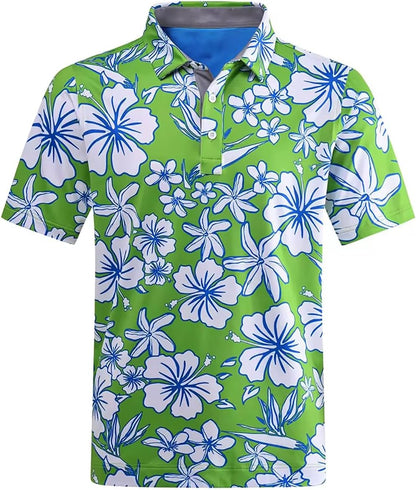 Summer Golf Men Short-Sleeved Polo Shirt Loose, Comfortable and Breathable with Moisture Wadded Sweat Printed Jersey