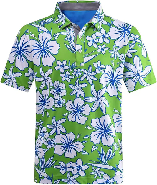 Summer Golf Men Short-Sleeved Polo Shirt Loose, Comfortable and Breathable with Moisture Wadded Sweat Printed Jersey