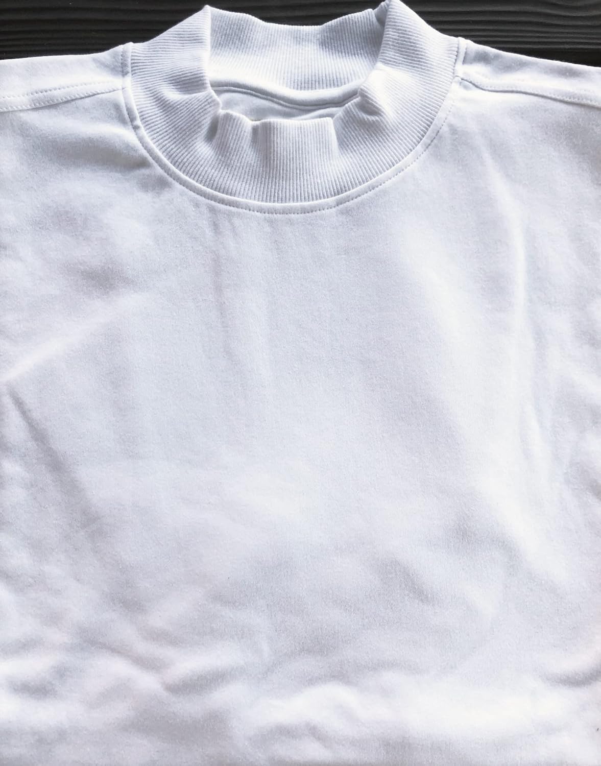 100% Cotton Mock Turtleneck Shirt Short Sleeved Pre-Shrunk 4 Colors