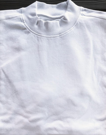 100% Cotton Mock Turtleneck Shirt Short Sleeved Pre-Shrunk 4 Colors