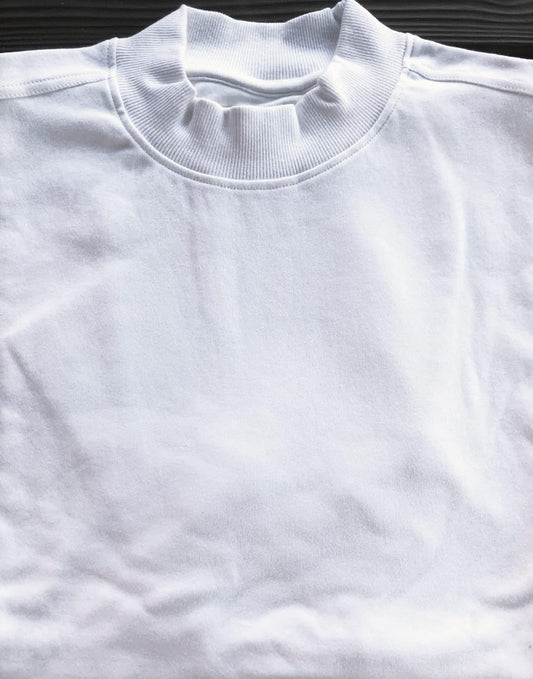 100% Cotton Mock Turtleneck Shirt Short Sleeved Pre-Shrunk 4 Colors