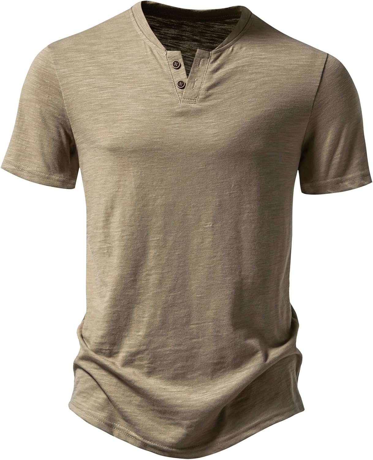 Men Stretchy Short Sleeve Henley T-Shirt Casual Cotton 2 Buttons Notch Neck Tee Shirts