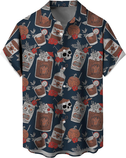 Men Short Sleeve Button Down Shirts Casual Printed Button Up Shirts Hawaiian