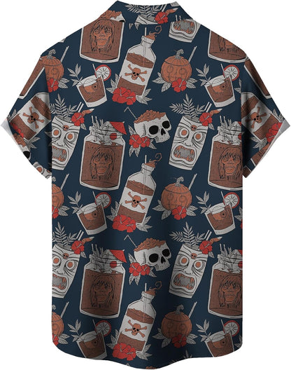 Men Short Sleeve Button Down Shirts Casual Printed Button Up Shirts Hawaiian